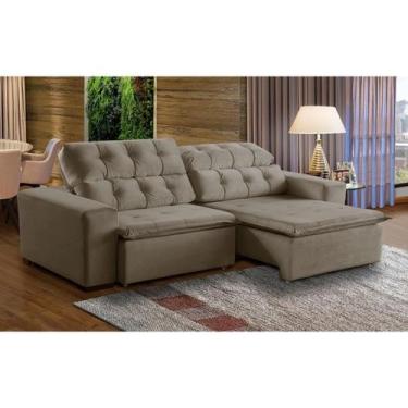 Imagem de Sofá 4 Lugares Retrátil e Reclinável Alasca 230 Cm Pillow Veludo Bege.