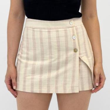 Imagem de Shorts Saia Hering em Tecido Listrado Feminino-Feminino