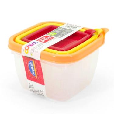 Imagem de Conjunto de Potes de Plástico Quadrados Conect 3 Unidades - PLASUTIL I