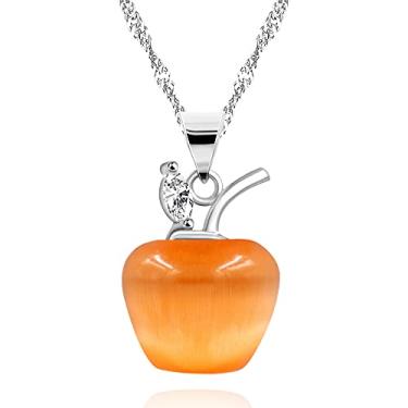 Imagem de Uloveido Brincos de colar com pingente de zircônia cúbica maçã banhada a prata para mulheres YL007, Cristal, Zircônia cúbica,