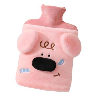 Imagem de Garrafa de água quente com tampa, bolsa de água quente de 2000 ml para compressa quente e fria, aquecedor de pés de mão para inverno nariz grande - rosa