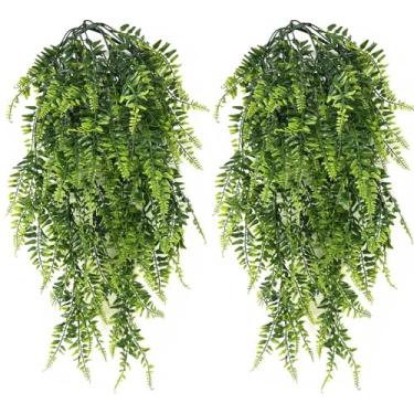 Imagem de Plantas suspensas artificiais de Boston, samambaias falsas, hera, plástico, videira, folhas sintéticas, vinhas resistentes a UV, vegetação para ambientes internos e externos, decoração de banheiro,