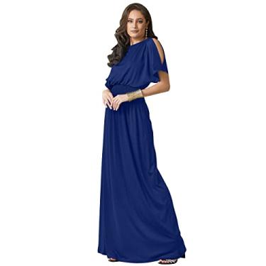 Imagem de KOH KOH Vestido longo longo feminino com mangas divididas, Cobalto/Azul royal, GG