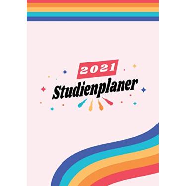 Imagem de Studienplaner 2021: Wochenplaner zum notieren, organisieren und planen DIN A4. Kalender/Terminkalender/Monats- / Tagesübersicht/Kontakt- / Geburtstags listen/Regenbogen Farbenfroh Lgbtq