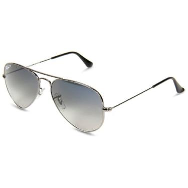 Imagem de Óculos de Sol Ray-Ban Polarizado Aviator Large Metal 0RB3025 004/78 Tam 58 / Chumbo - Lentes Azul Gradiente