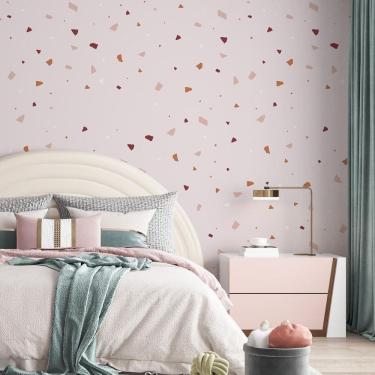 Imagem de Kit 10 Rolos Papel De Parede Adesivo Granilite Rosa 3,0M