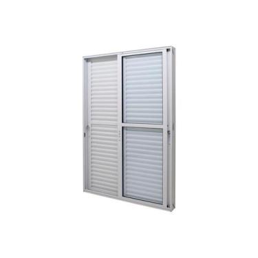 Imagem de Porta Balcão em Alumínio Branco Caribe Max 215x150x11,8cm 3 Folhas Móv