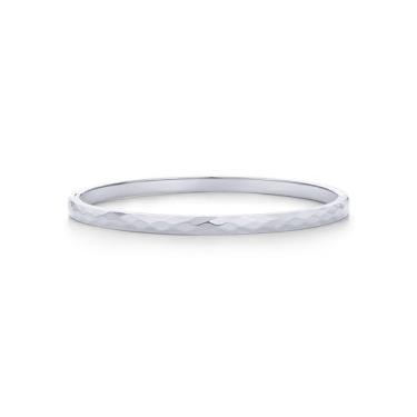 Imagem de PAVOI Pulseiras femininas folheadas a ouro 14K | Pulseira de aço inoxidável martelada e articulada à prova d'água, 6.5 Inches, Ouro branco, Sem Pedra Preciosa