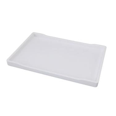 Imagem de Bandeja Decorativa Moderna, Bandeja Retangular Bandeja de Servir de Plástico para a Tabela de café Otomana Vaidade do Banheiro para Comida (WHITE)
