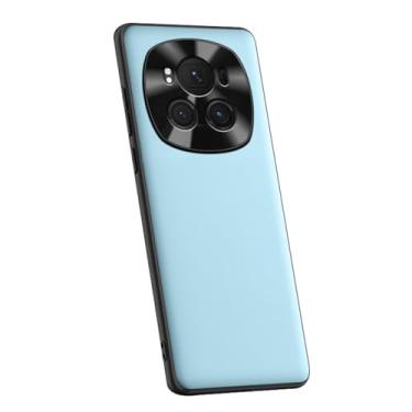 Imagem de POYUFRG Capa ultrafina para Honor Magic 6 Pro/6, lente de metal, proteção de câmera, capa de couro vegano, capa macia anti-impressão digital, antiqueda, azul, 6