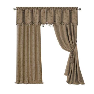 Imagem de Elrene Home Fashions 26865901498 Blackout Energy Efficient Room Darkening Rod Pocket Cortina Drape Regal Jacquard Woven Panel, 132 x 241 cm, Castanho-acinzentado, 1