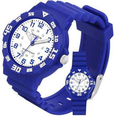 Imagem de SOCICO Relógio analógico infantil para meninos e meninas, impermeável, com pulseira macia, relógio de pulso com tempo de aprendizagem, fácil de ler, para crianças de 3 a 12 anos