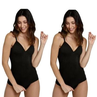Imagem de Kit Com 2 Camisetes Feminina Sem Costura Com Bojo e Alça Ajustável Tri