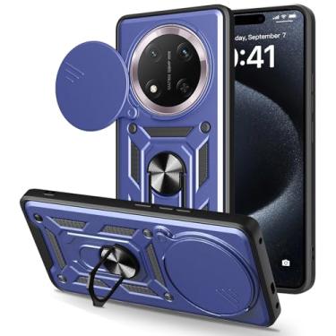 Imagem de Kainevy Capa de telefone para Honor Magic 7 Lite resistente resistente com suporte de anel de metal e capa para câmera, proteção à prova de choque de grau militar, adequada para suporte magnético de