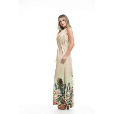 Imagem de Vestido Clara Arruda Longo Decote Pregas  50457, 38, Floral verde