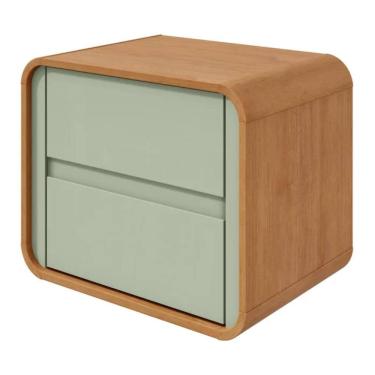 Imagem de Mesa de Cabeceira 2 Gavetas Loop Amêndoa Clean e Salvia