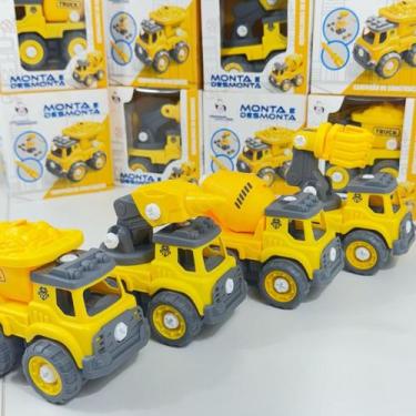 Imagem de Kit 4 Caminhões Monta Desmonta Com Chave Carrinho Brinquedo - Mili Mul