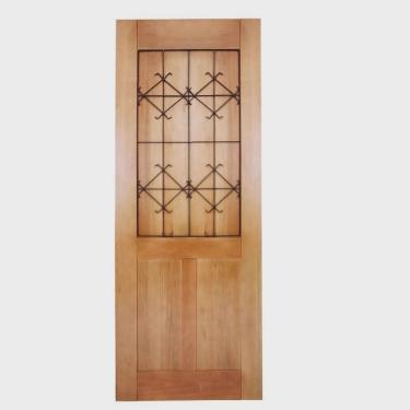 Imagem de Folha de Porta Madeira Maciça Meia Grade Medieval 80x210x3,5cm Cedro Rosa