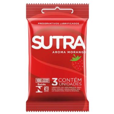 Imagem de Preservativo Masculino Lubrificado Aroma Morango Sutra 3 und