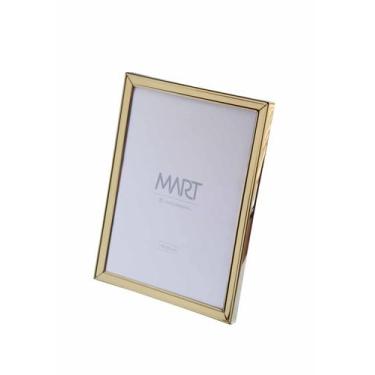 Imagem de Porta Retrato em Metal Vidro 15x20 Dourado Parede Mesa Mart
