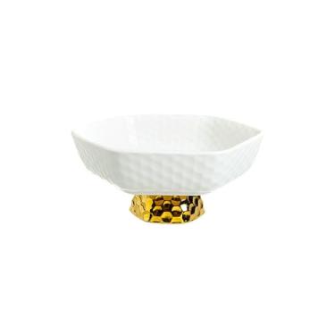 Imagem de Prato doméstico de lanche de frutas de pé alto, prato de armazenamento de doces de frutas secas para sala de estar - tamanho pequeno - branco