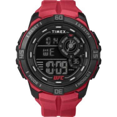 Imagem de Timex Relógio masculino UFC Rush 52 mm - pulseira vermelha com mostrador digital caixa preta, Vermelho