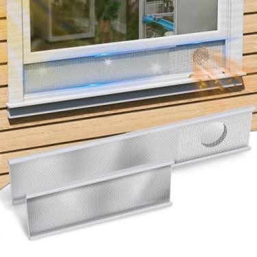 Imagem de Flamorrow Kit de ventilação de janela de 10 cm, kit de vedação de janela ajustável com tampa de ventilação de malha e folha de alumínio isolante, painéis de ventilação de janela de 10 cm para gravador