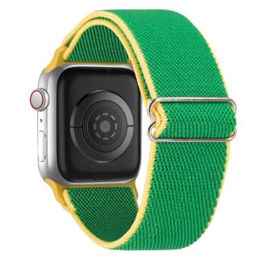 Imagem de Pulseira de nylon elástico compatível com Apple Watch séries 10 9, 8, 7, 6, 5, 4, 3 e 2 SE, Ultra 2 de 38 mm, 40 mm, 40 mm, 40 mm, 41 mm, 42 mm, 45 mm, 46 mm e 49 mm (verde, 38 mm/40 mm/41 mm/42 mm