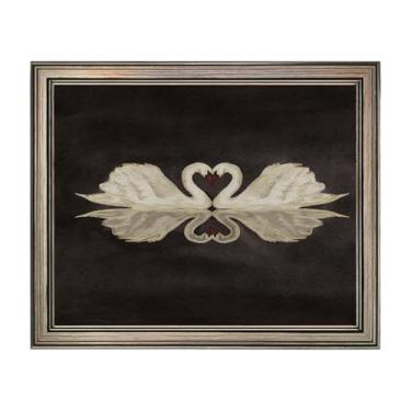 Imagem de Arte de parede emoldurada para sala de estar arte cisne impressões em tela vintage decoração de casa preto animal pintura a óleo clássica cisne branco ama imagem rústica casa de banho decoração de