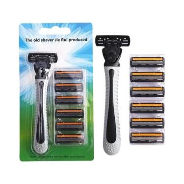 Imagem de Barbeador Manual Masculino de Aço Inoxidável - Lâmina de Três Camadas 