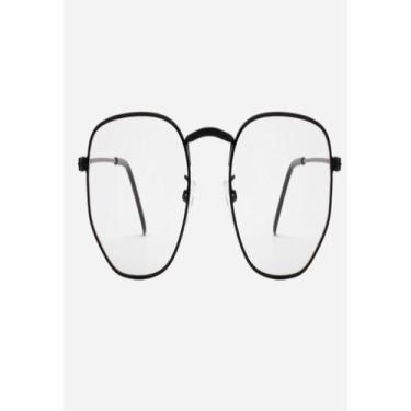 Imagem de Armação Óculos Grau Feminino Hexagonal Preto - Shark Óculos