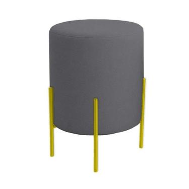 Imagem de Puff Orgânico Boucle Thor Com Pés De Ferro Dourado - 7 Decor, Cinza Es