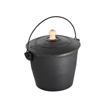 Imagem de Caldeirão Bojudo Reto Ferro Fundido Com Tampa 4 Litros