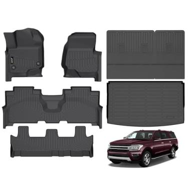 Imagem de Jenofa - Para Ford Expedition Max Bench 2021-2024 8 assentos para todos os climas, tapete automotivo para acessórios de expedição (tapetes de chão, tapetes traseiros e forro de carga)
