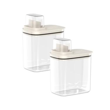 Imagem de Kit 2 Dispensers para Lavanderia 1,5 Litros Organizadores de Sabão/Amaciante Flow Ou Cor:Bege