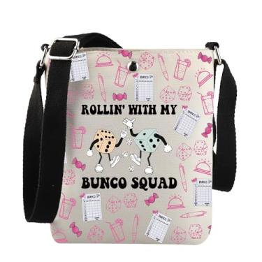 Imagem de Bun-co Game Night Gift Rollin' With My Bunco Squad Bolsa tiracolo Presente para amantes de jogos de dados, Rollin' With Xk