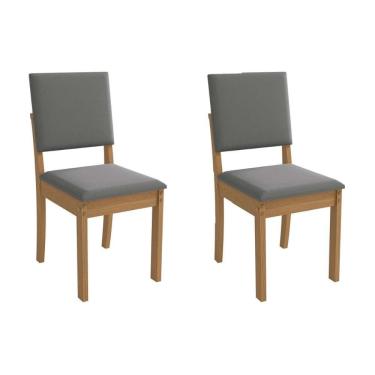 Imagem de Cadeira Sala de Jantar Luna 2CAD160 Madeirado Kit 2 Un Canela/Suede Cinza - Kappesberg