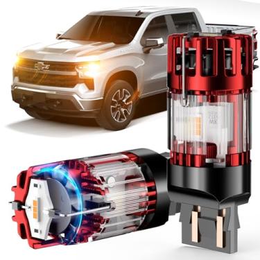 Imagem de ZONBEAM Lâmpadas de seta frontal LED âmbar 7443 para Chevrolet Silverado 1500 2014-2025/2500 3500 HD 2015-2025 - CANBUS sem erros, plug-and-play, sem hiperflash - Potente, super brilhante com