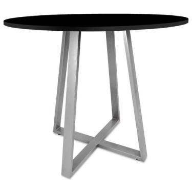 Imagem de Mesa De Jantar Para Cozinha Em aço Estilo Industrial Gizé Tampo Redond