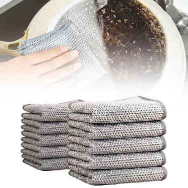 Imagem de Conjunto de panos de prato de arame, 10 unidades, sem arranhões, para limpeza úmida e seca