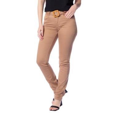 Imagem de Calça de Sarja Feminina Pitt Reta Cintura Média Nude-Feminino
