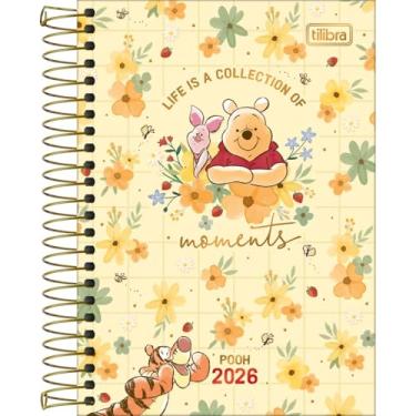 Imagem de Tilibra - Agenda Espiral Diária 12,9 x 18,7 cm Pooh 2026 - Amarela com Flores - Moments