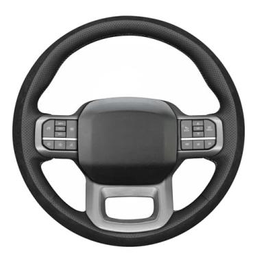 Imagem de MEWANT Capa de volante costurada à mão estilo 3D para Ford F-150 2021-2023 / F-150 Lightning 2022-2023 Acessórios de volante para Ford
