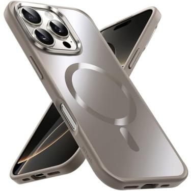 Imagem de JETech Capa Magnética para iPhone 16 Pro Max 6,9 Polegadas Compatível com MagSafe, Case Acabamento Fosco com Brilho Metálico Luxuoso, Capinha de Telefone Fina, Eletrogalvanizada (Titânio Natural)