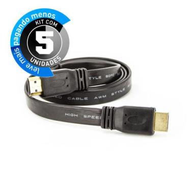 Imagem de Kit com 05 Cabo HDMI Flat 2.0 - 1 Metros - CIRILO CABOS, U