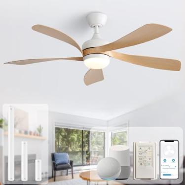 Imagem de Sofucor 52 Smart Ceiling Fan, Indoor/Outdoor Ceiling Fans with Lights and Remote, Compatible with Alexa/Google/App, 3-Color Light 6-Speed Timing Reversible DC Motor for Bedroom Living Roo