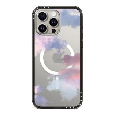 Imagem de CASETiFY Capa compacta para iPhone 15 Pro Max [fina e elegante/compatível com Magsafe/1,2 m. Proteção contra quedas de nível militar] - Nuvens - Preto transparente
