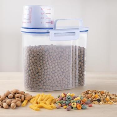 Imagem de Pote Medidor Hermético 1,5L Plástico PP Transparente com Marcações Graduadas para Cozinha Armazenamento de Alimentos Grãos Massas Biscoitos Doces Resistente Prático Organização de Mantimentos