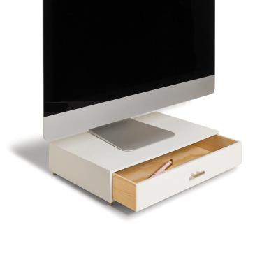 Imagem de U Brands Juliet Suporte para monitor, material para organização de escritório, branco e dourado, 1 unidade