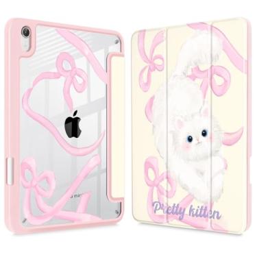 Imagem de Lepeoac Capa fina para iPad mini 7 (A17 Pro, 7ª geração) 2024/iPad mini 6 (6ª geração) 8,3 polegadas, [suporte de lápis embutido] capa traseira transparente + despertar/hibernar automaticamente, laço